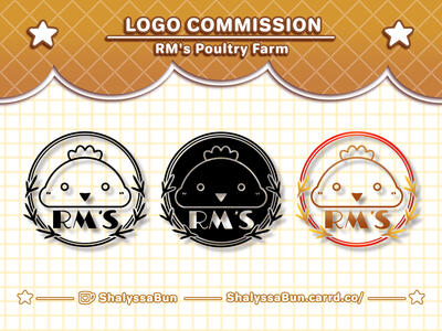 Black and white, solid, and coloured versions of the poultry farm logo.